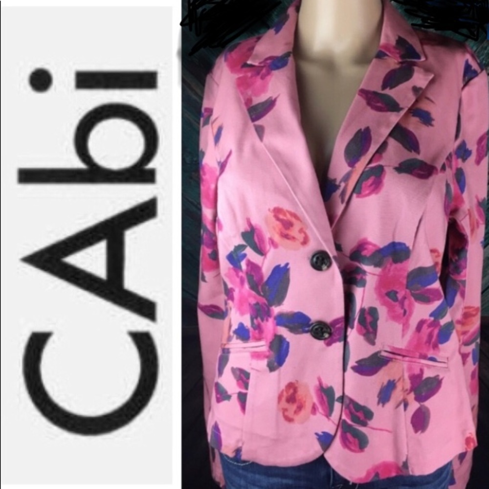 CAbi fl0ral dEniM blAzeR jaCkeT - Picture 1 of 11